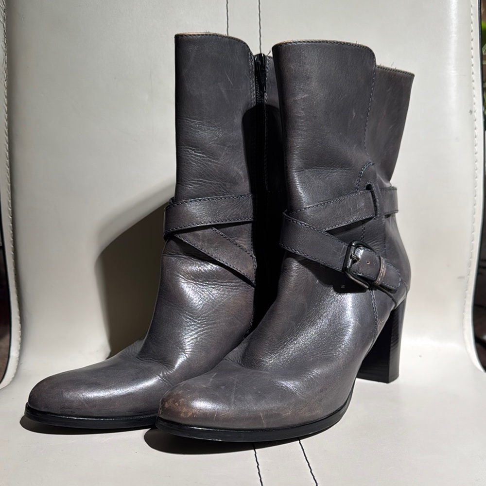Women's Gray Leather Sesto Meucci 10105 Boots